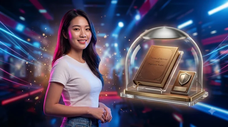 Minh họa khái niệm miễn trừ trách nhiệm với biểu tượng lá chắn số hóa bảo vệ người dùng