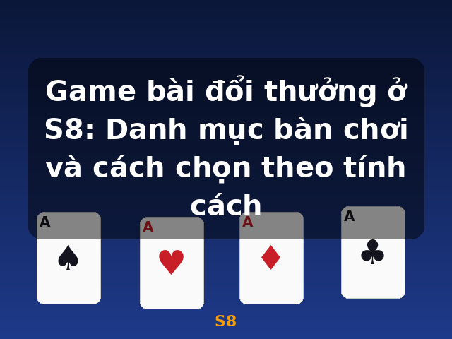 Game bài đổi thưởng ở S8: Danh mục bàn chơi và cách chọn theo tính cách - S8 Game bài đổi thưởng ở S8: Danh mục bàn chơi và cách chọn theo tính cách - S8