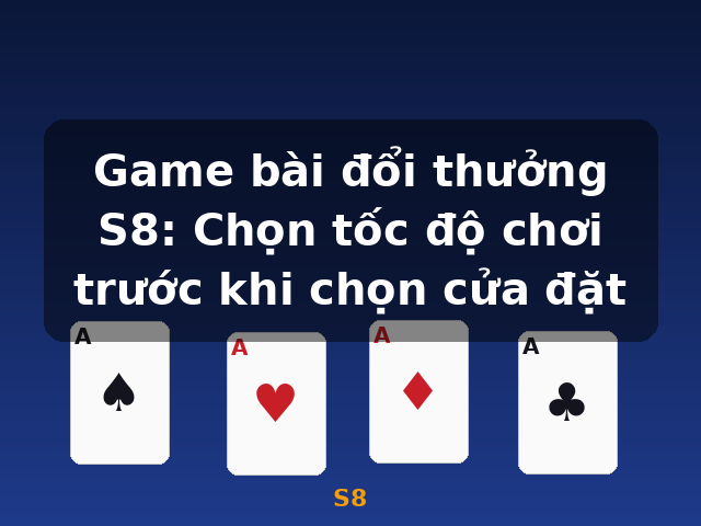 Game bài đổi thưởng S8: Chọn tốc độ chơi trước khi chọn cửa đặt - S8