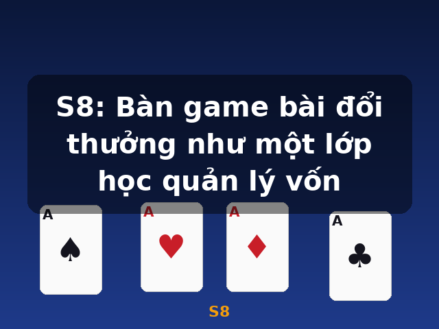 S8: Bàn game bài đổi thưởng như một lớp học quản lý vốn - S8 S8: Bàn game bài đổi thưởng như một lớp học quản lý vốn - S8
