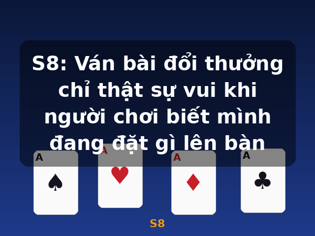 S8: Ván bài đổi thưởng chỉ thật sự vui khi người chơi biết mình đang đặt gì lên bàn - S8 S8: Ván bài đổi thưởng chỉ thật sự vui khi người chơi biết mình đang đặt gì lên bàn - S8